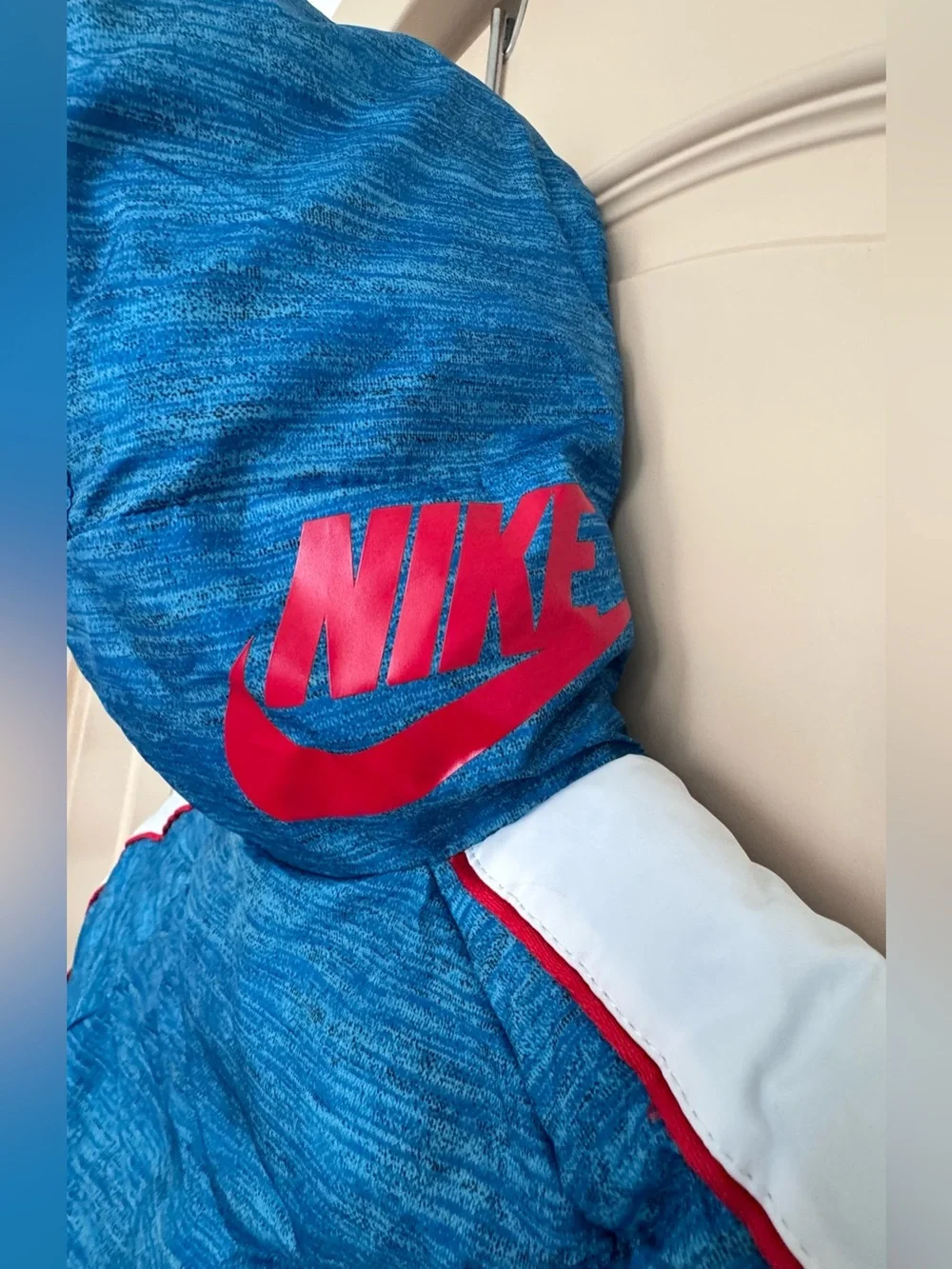 Nike Kids Blue Insulated Puffer Jacket with Stripe Detail